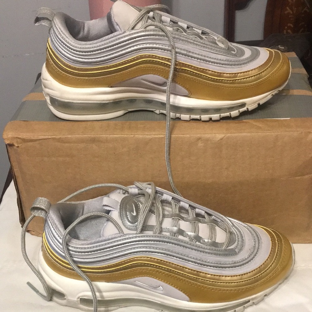 Nike Women's Silver and Gold Air Max 97 Sneakers